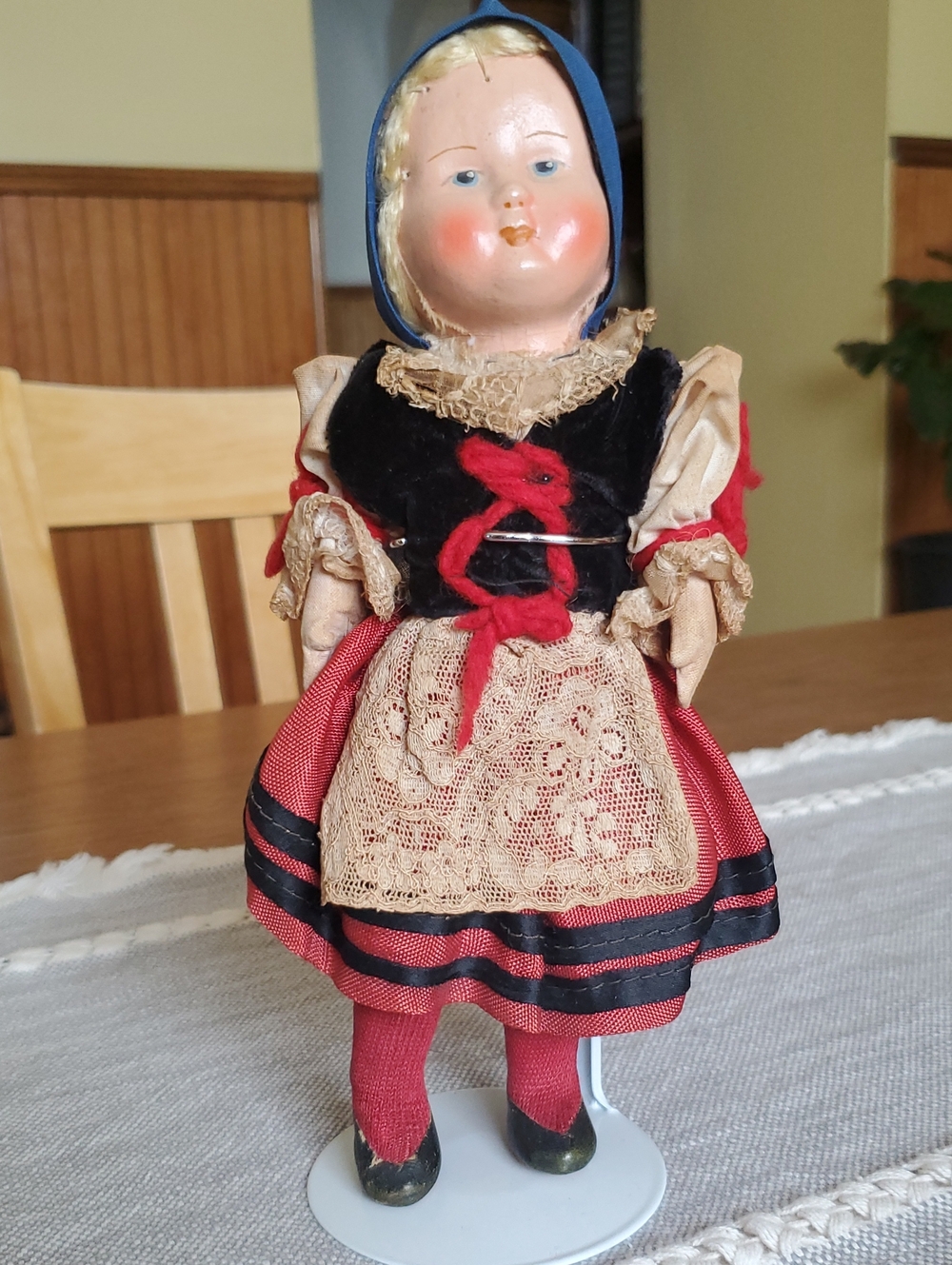 Vintage German Doll With Stand